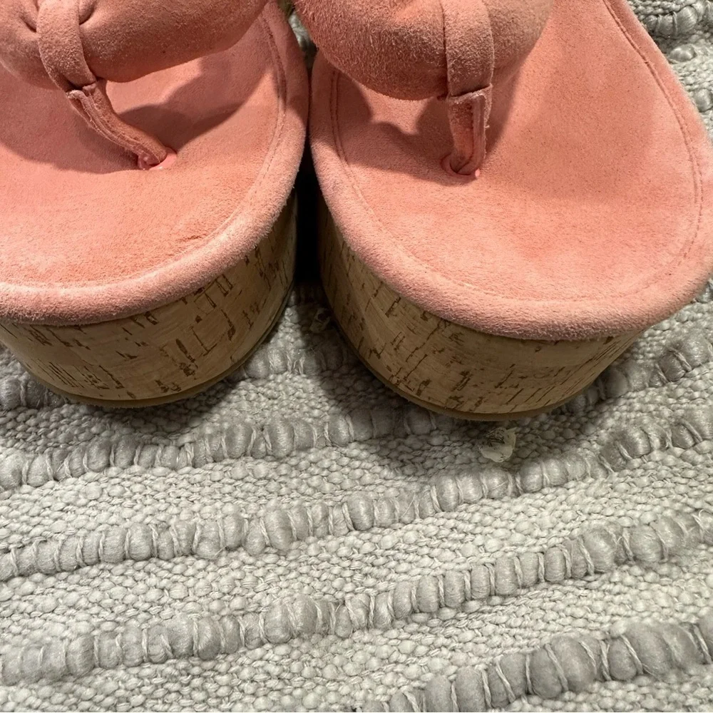 NEW‎ VERONICA BEARD GENO CORK LEATHER SANDAL DRAGONFRUIT SUEDE size 9.5 reg $300